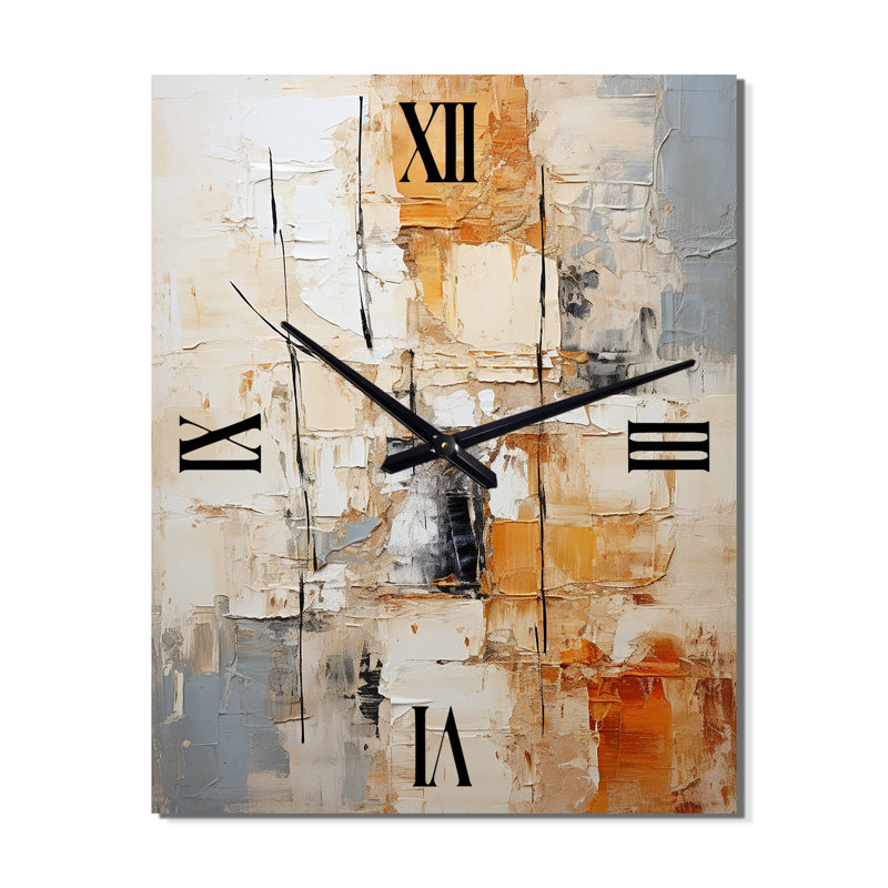 Collage géométrique I - Horloge murale abstraite, H 40 po x l 30 po x P 1 po