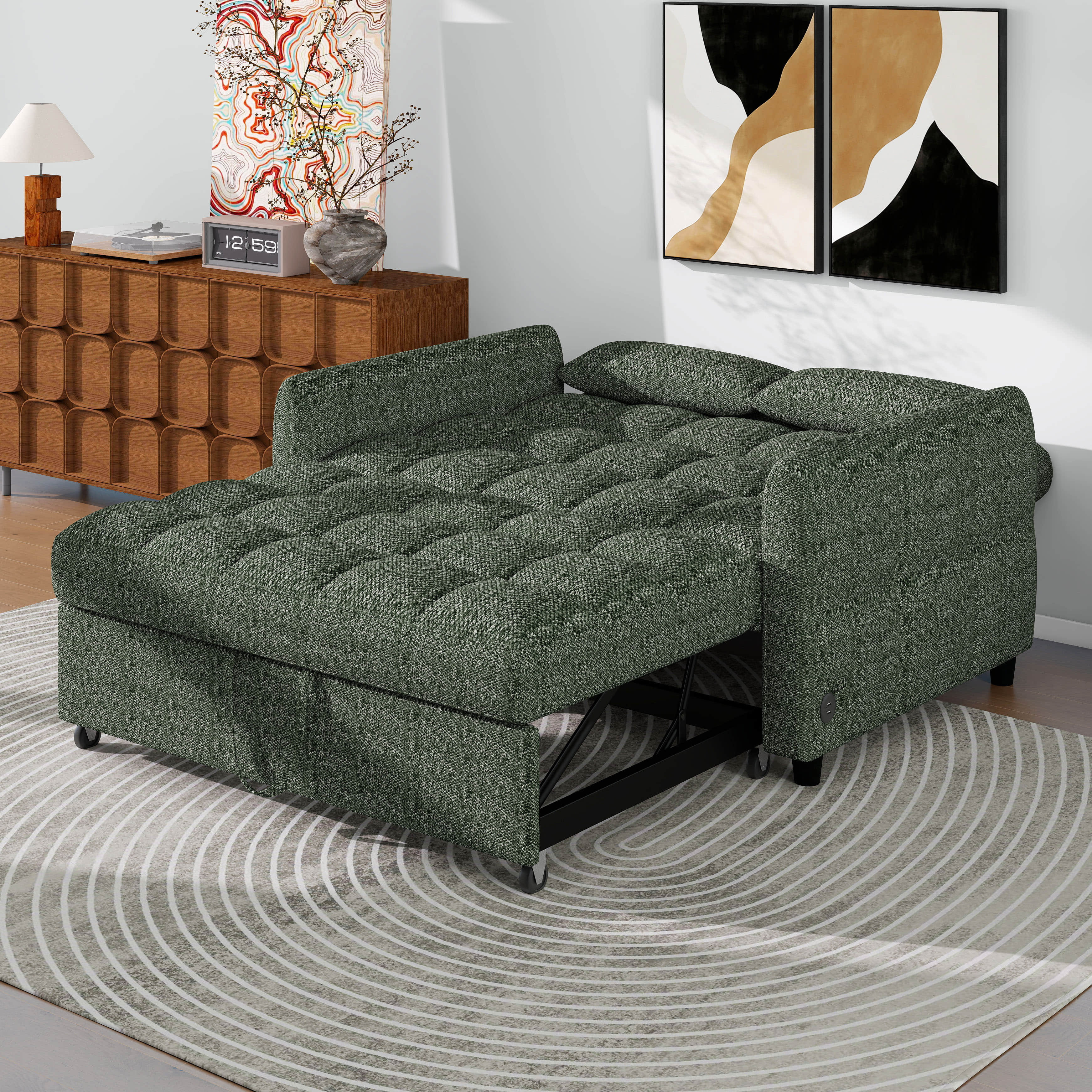 Latitude Run® 52.8" Sofa Bed, Pull Out Sofa Bed With Adjustable ...