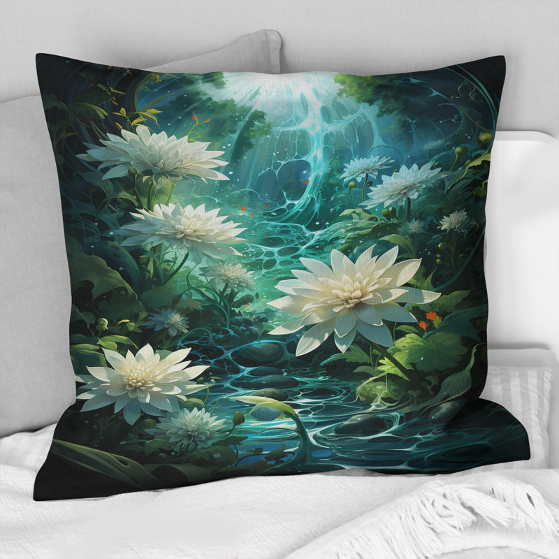 Coussin décoratif beige à motif abstrait fractal vortex - Fractals