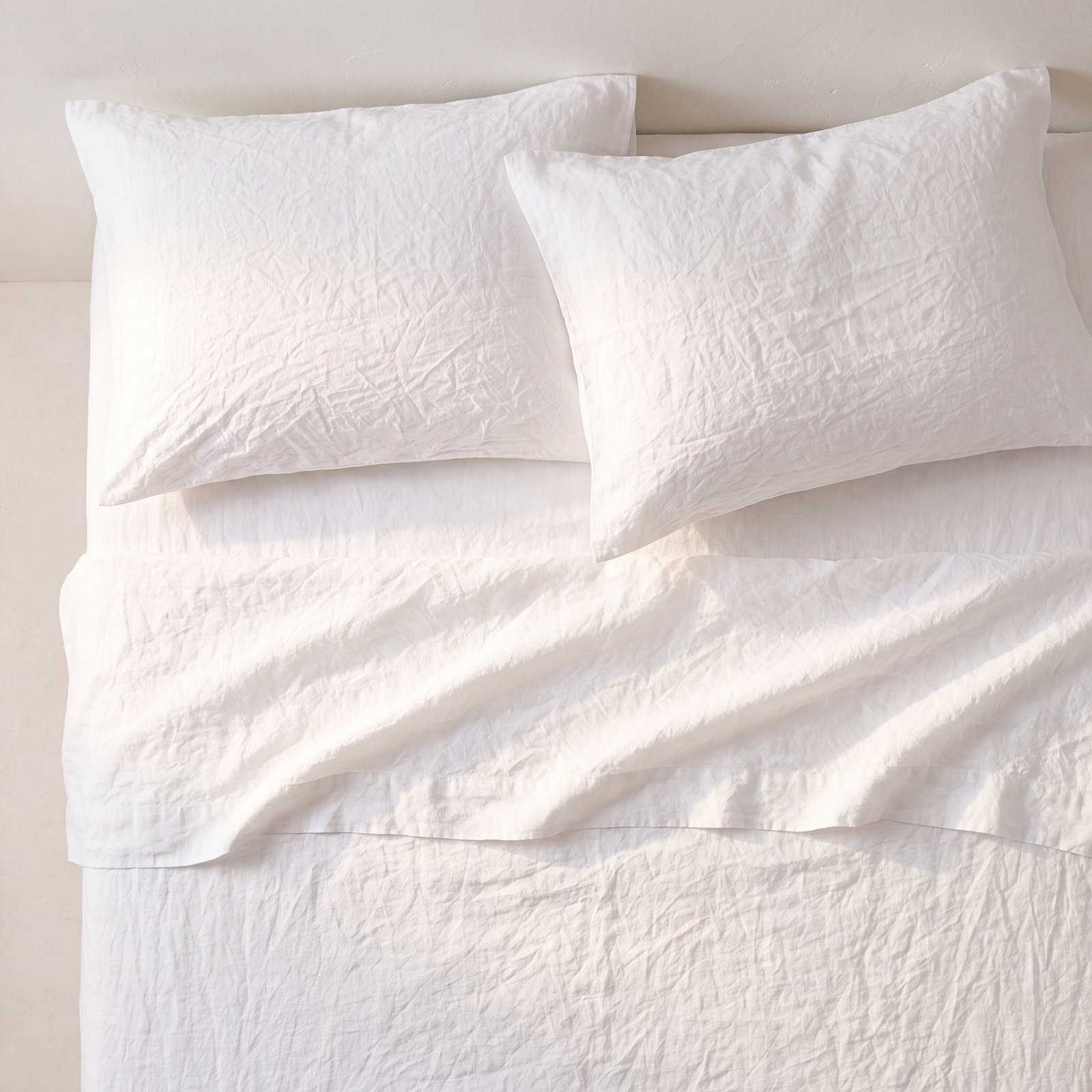 Organic Crinkled Percale 100% Cotton Percale Sheet Set, California King Sheet Set with 2 Pillowcases, Alpine White