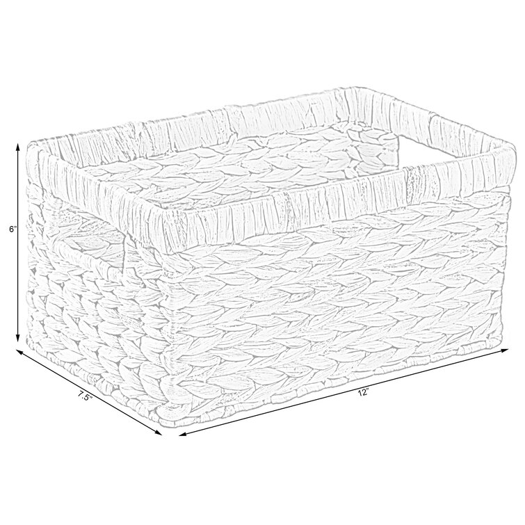 Natural Water Hyacinth Rectangular Wicker Basket Highland Dunes