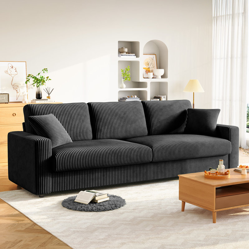 4 Seater Corduroy Sofa, Black