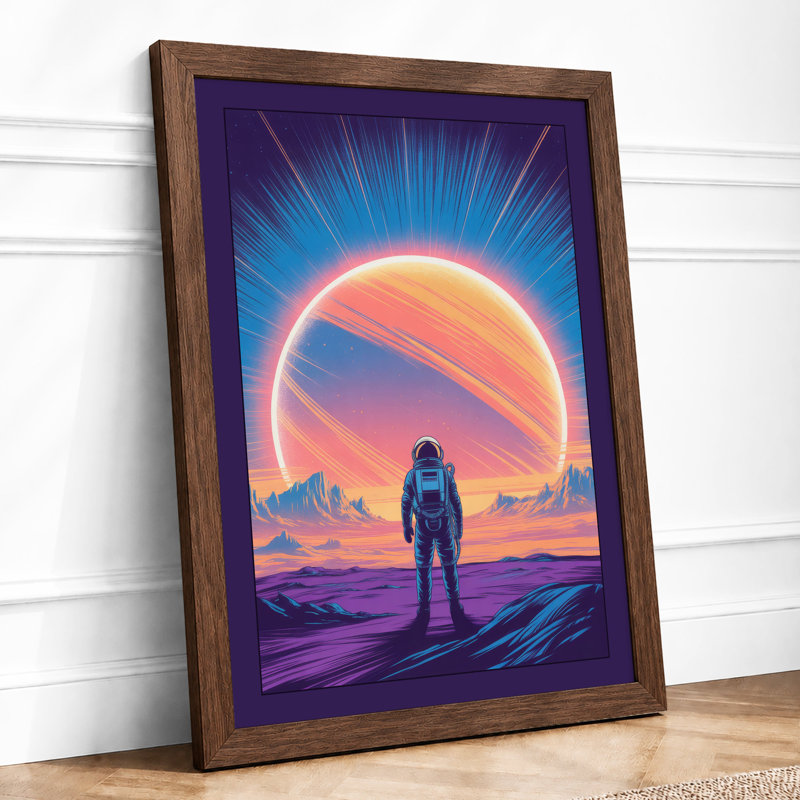 Solitary Explorer Modern - Framed Print, A4 - 29.7 x 21.0 cm, Walnut