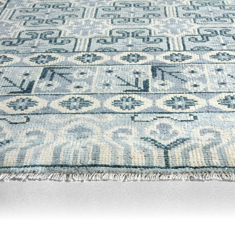 Jaipur Living Stage SLN20 Handknotted Geometric Blue and White Area Rug (10'x14'), Runner 3' x 10'