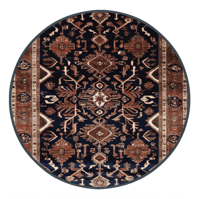 Tapis brun lavable à la machine, Rond 6 pi