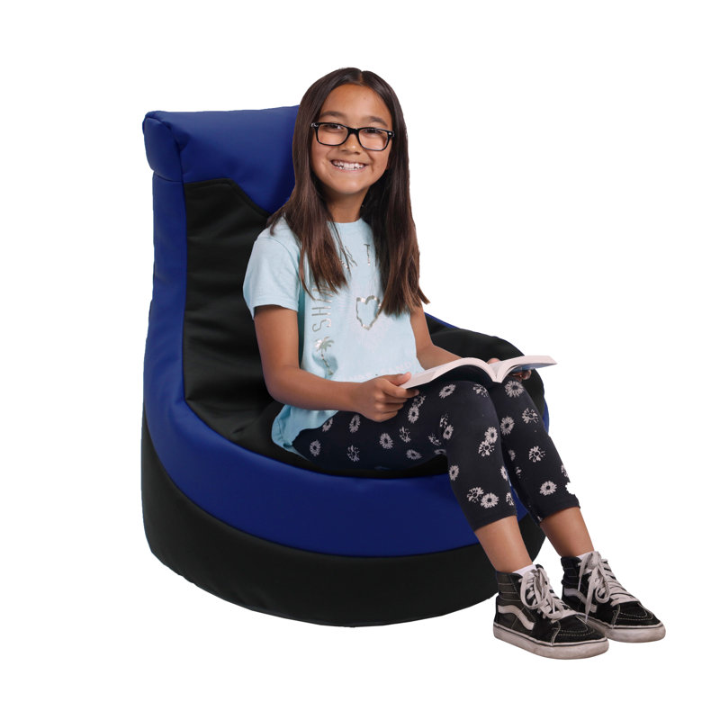 Fauteuil à billes SoftScape, Similicuir noir / bleu