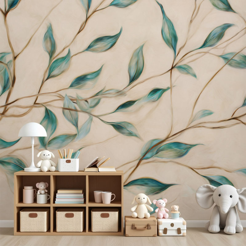 Papier peint adhésif peler et coller avec scène de saule abstraite pacifique douce dégradée H 69 po x l 96 po en PVC pour chambre à coucher