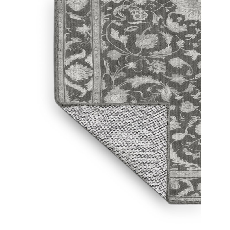 Tapis gris Tabriz lavable à la machine, Rectangulaire 2 pi x 3 pi