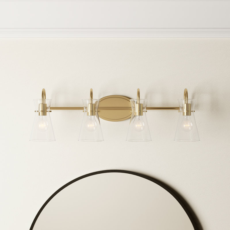 4 - Light Dimmable Vanity Light, Natural Aged Brass