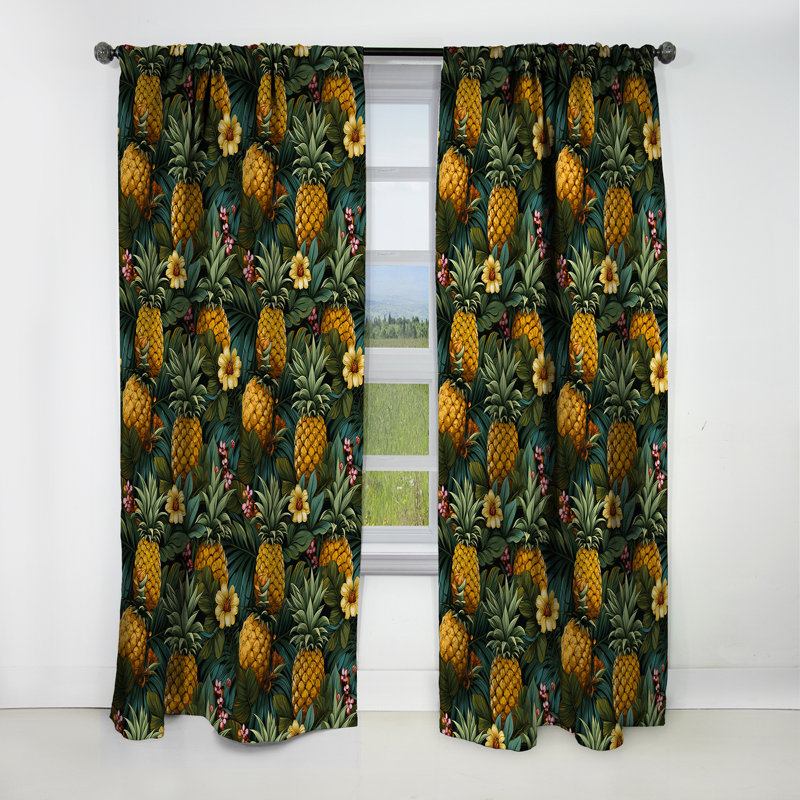 Pineapple Delight - motif tropical I - Rideau floral - Rideau occultant floral - 1 panneau, L 52 po x L 63 po