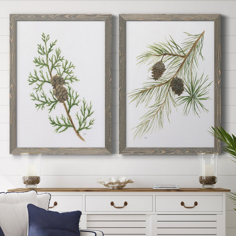 Winter Botanical III - ensemble de 2 reproductions d'art, H 37,5 po x l 55 po x P 1,5 po, Toile avec cadre gris, Pas de tapis
