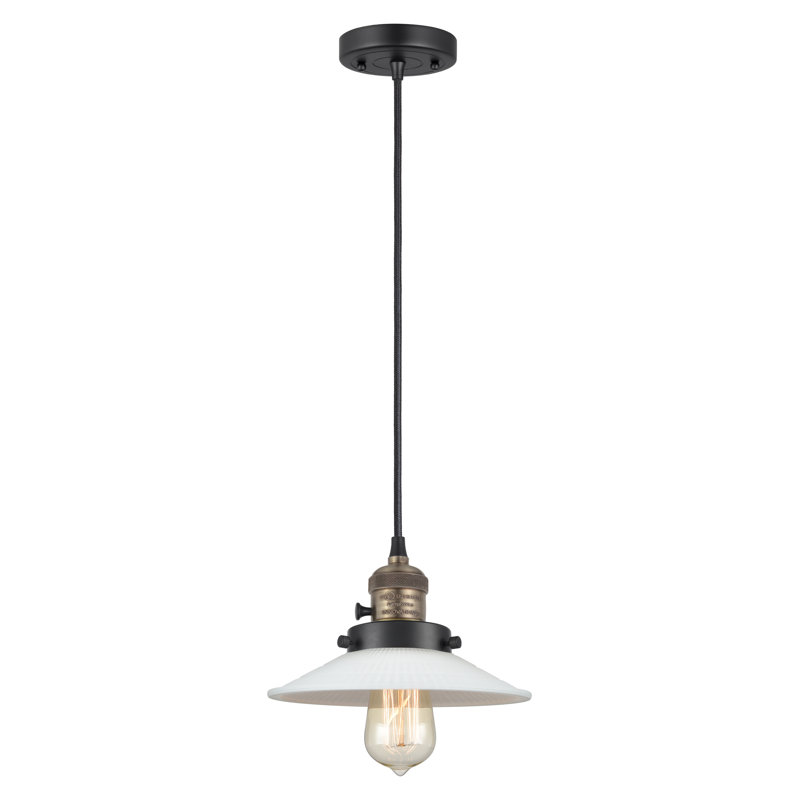 Franklin Restoration - Halophane - Mini-luminaire suspendu à cordon de 9 po - Interrupteur marche / arrêt - Ampoule DEL 