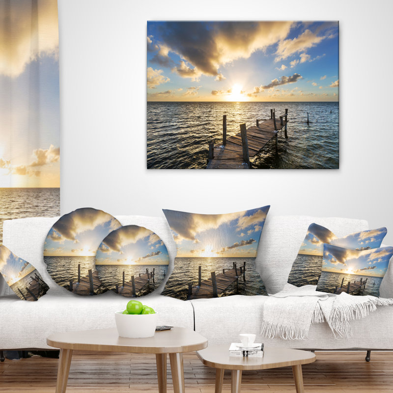 Coussin boardwalk de pont en mer, 16 po x 1 po, Coussin décoratif