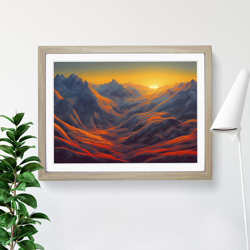 A Mountain Sunrise - Framed Print, 25cm H x 34cm W x 2cm D, Oak Framed