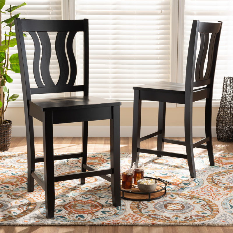 Solid Wood Counter Stool, Black
