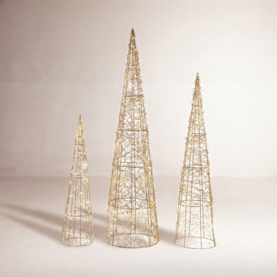 3-Piece LED Twinkle Lighted Cone Tree Set
