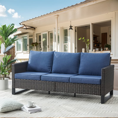 Naresa 3-Seat Patio Outdoor Sofa, All-Weather PE Wicker by Ebern Designs