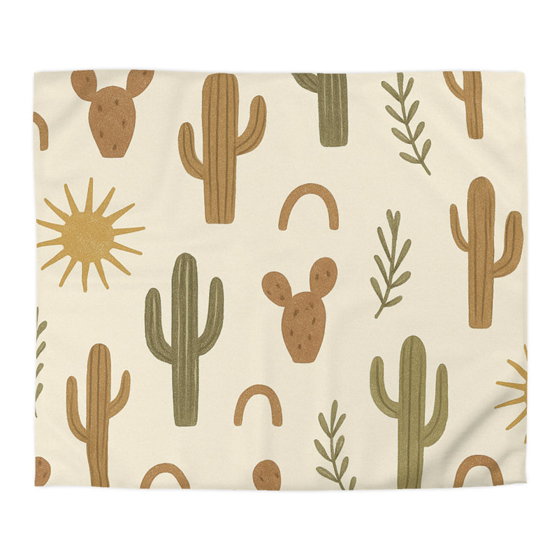 Microfiber Duvet Cover Boho Style, Design 22, King Duvet Cover, Olive/Brown/White