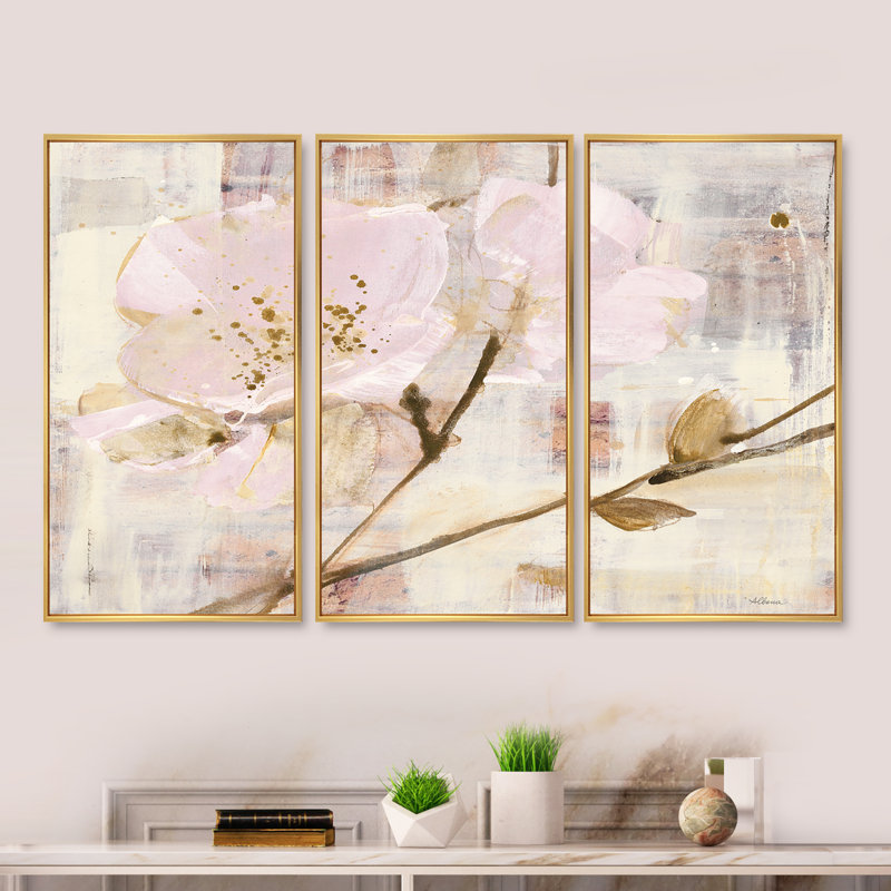 Elegance I - ensemble d'art mural encadré sur toile Shabby Elegance, Cadre doré, L 48 po x H 32 po
