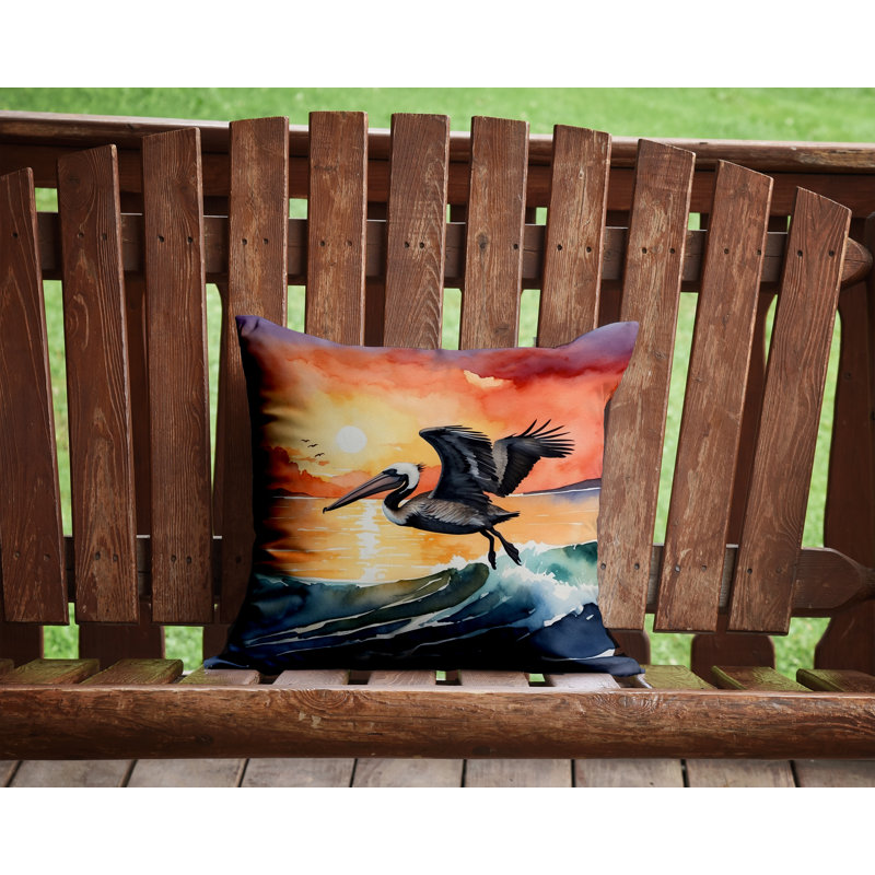 Coussin Pelican Fiery Sunset, Carré 14 po