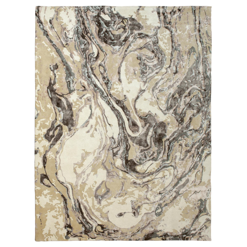 Marbleized Hand Tufted Abstract Area Rug, Rectangle 6' x 9'