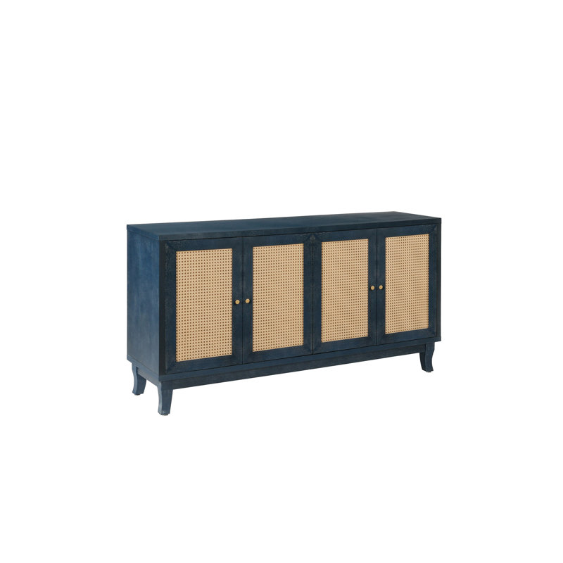 Panneaux de grain de qualité supérieure fabriqués à la main, armoire-buffet en rotin, armoire de rangement décorative avec 4 portes en rotin, armoire de rangement moderne avec tablettes réglables pour le salon