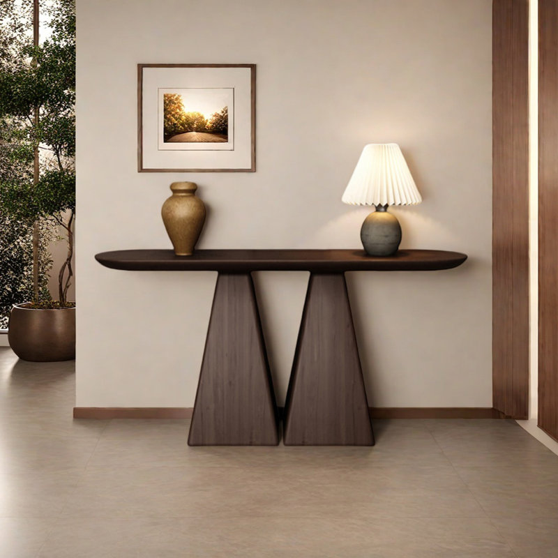 Console Retro Minimalist Art, Bois brun foncé, H 31,5 po x l 62,99 po x P 11,81 po