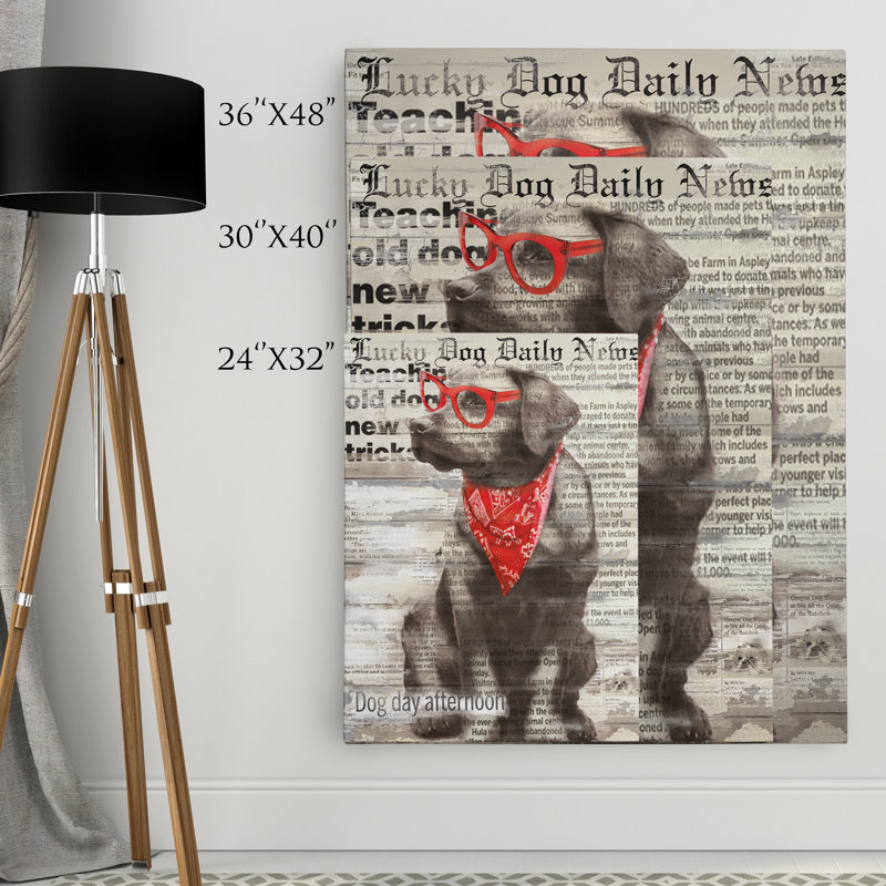 « chanceux dog » par carol robinson, impression sur toile tendue, H 24 po x l 32 po x P 1,5 po