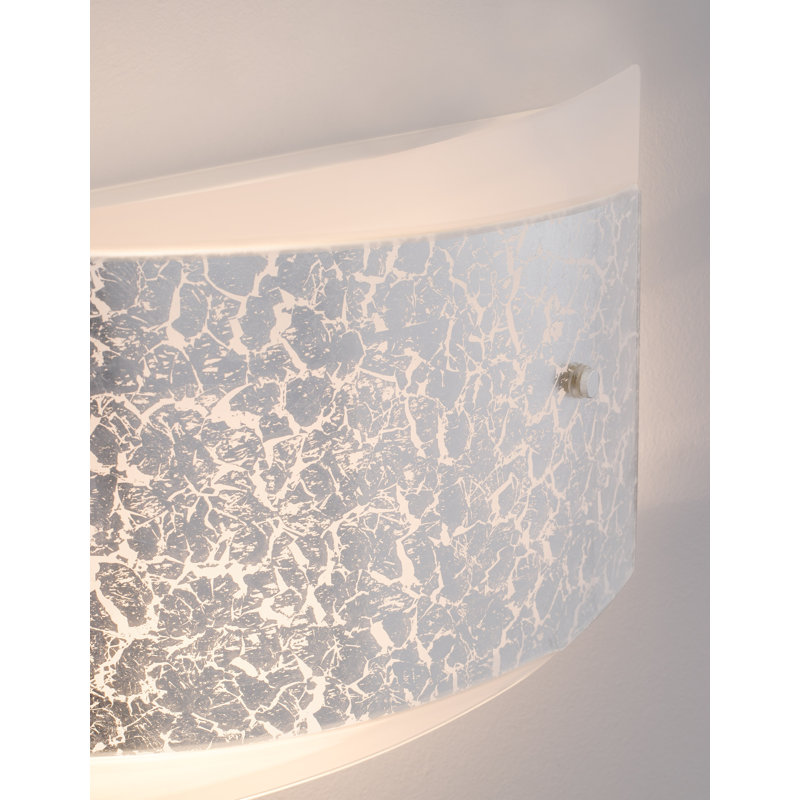 Glass Flush Mounted Sconce, White/Silver