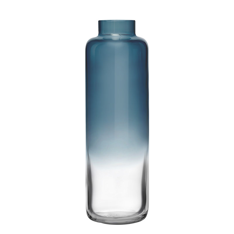 Teal Blue Green Ombre Glass Table Vase