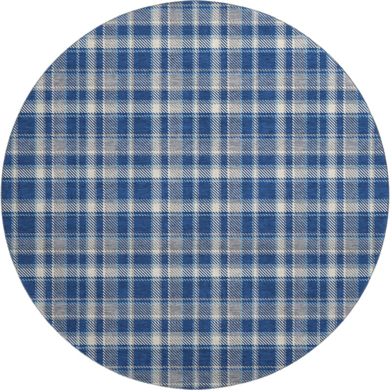 Premium Machine Washable Cerrito AMF563 Navy Rug, Round 8'