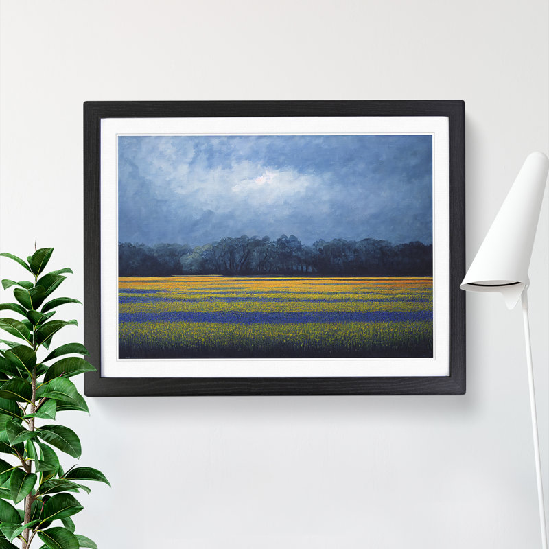 Expressive Bluebell Field 1 Piece Single Picture Frame Painting, 34cm H x 46cm W x 2cm D, Black Framed