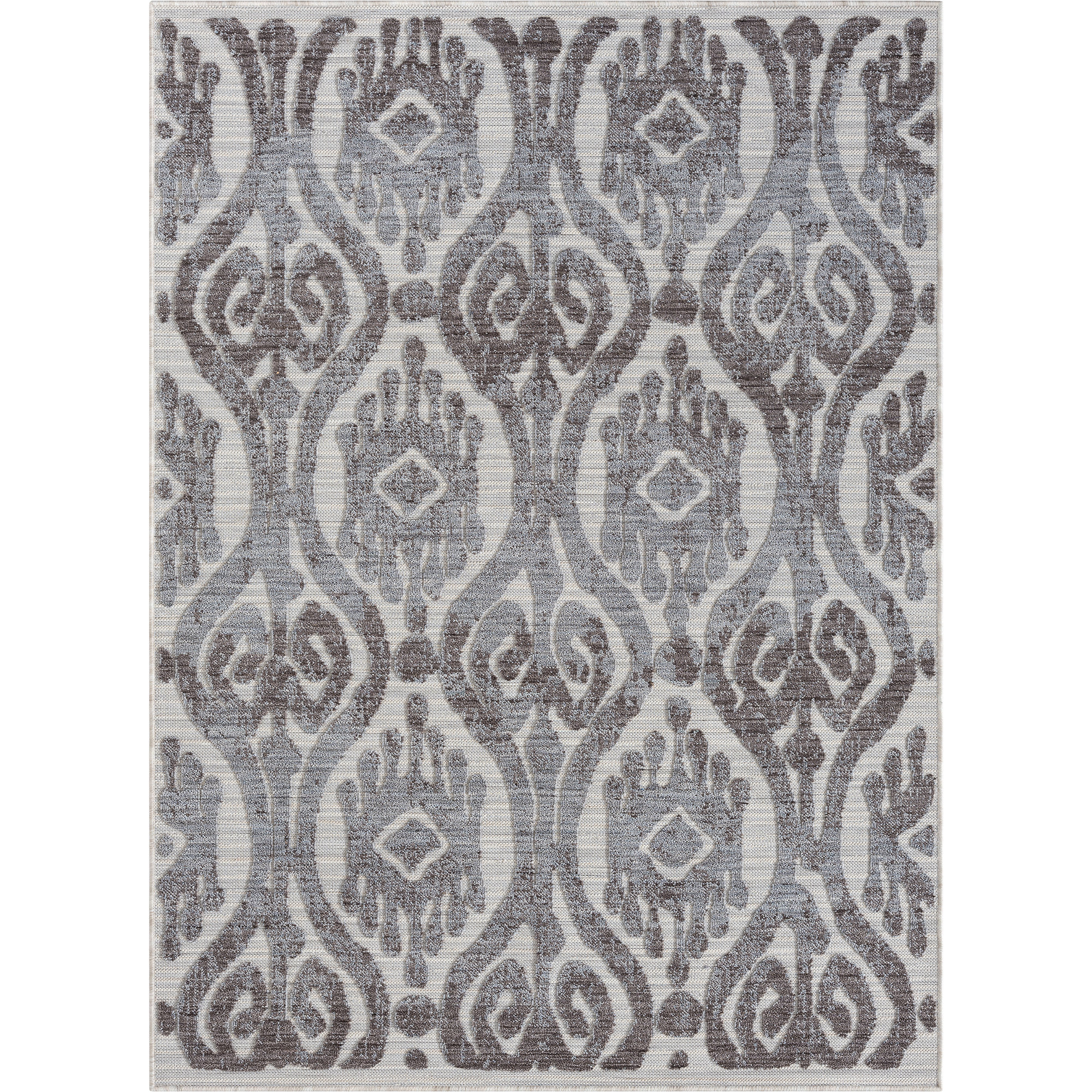 Bungalow Rose Mihal Blue/Gray Damask Moroccan Indoor/Outdoor Area Rug ...