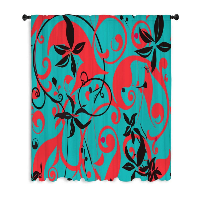 Rideaux à motif floral, voilages et voilages - 1 panneau, L 53 po x L 99 po