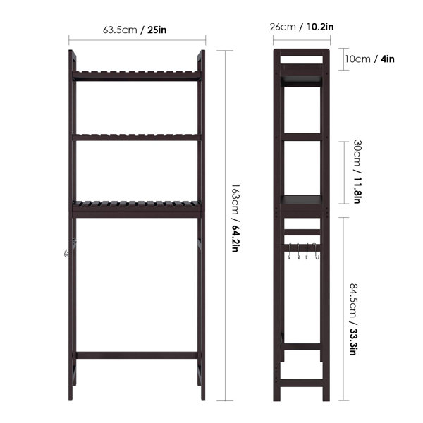 SONGMICS Over The Toilet Storage, 3-Tier Bamboo Over Toilet Bathroom  Organizer with Adjustable Shelf,10.2 x 24.8 x 64.2 Inches - AliExpress