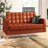 Amjed Contemporary Button Tufted Leather Loveseat w/ Steel Frame-1857383533