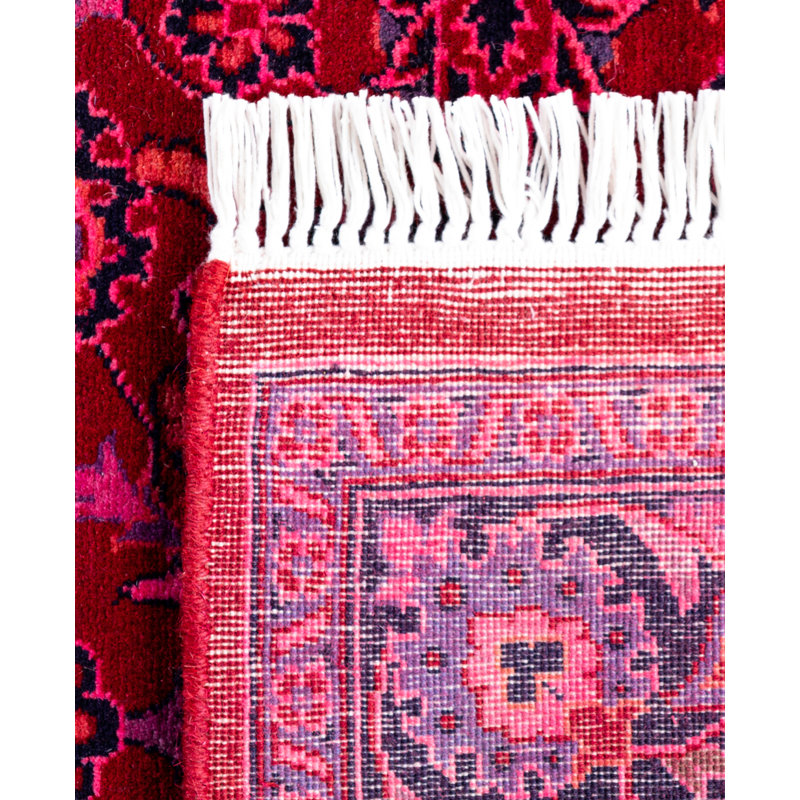 Overdyed Hand-Knotted Wool Modern-Contemporary Red Runner 2' 6" x 14' 0"