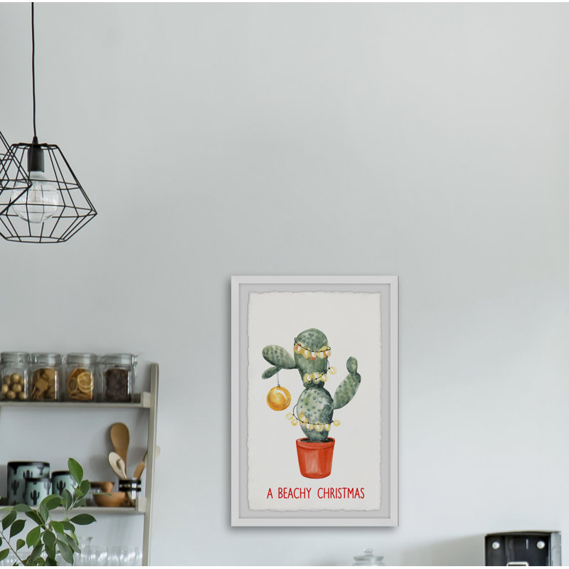A Cactus Bloom - Single Picture Frame Painting, 45cm H x 38cm W x 3.81cm D