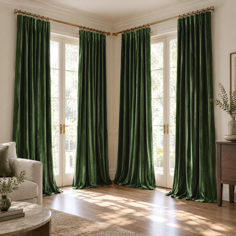 Velvet Blackout Curtains Thermal Insulated Room Darkening Drapes with Rod Pocket/Back Tab/Shower Hook Hanging Options for Bedroom Privacy, 2 Panels