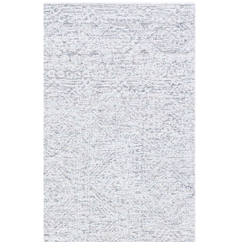 Tapis gris / ivoire en polyester touffeté à la main Innila, Rectangle 6 pi x 9 pi