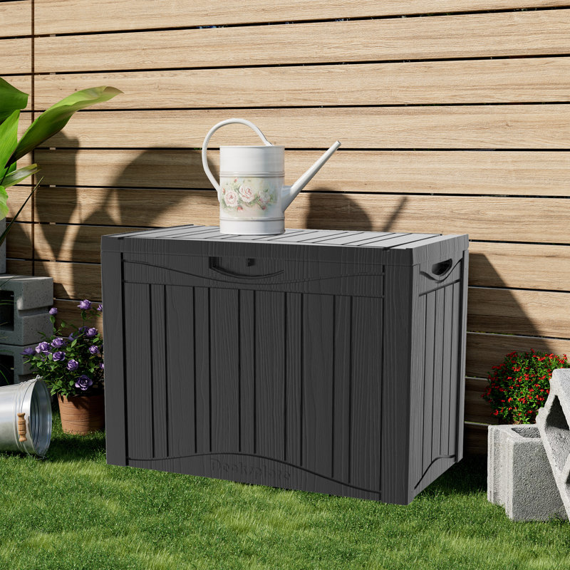 45 Gallon Water Resistant Resin Storage Lockable Deck Box, 21.85" H x 30.75" W x 17.13" D, Black