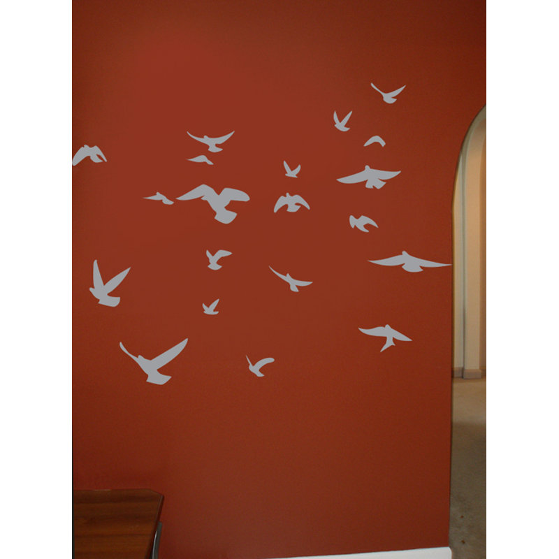 Décalcomanie murale silhouette d’oiseaux, Gris