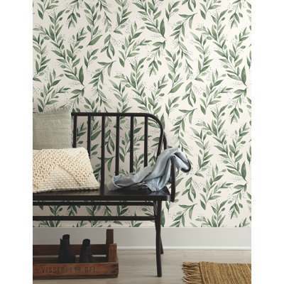 Charcoal Magnolia Home Olive Branch Peel & Stick Wallpaper