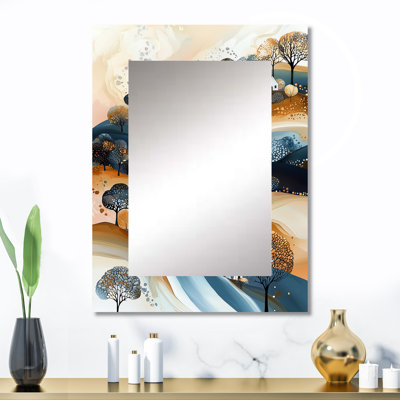 «Beige and Blue Minimalisme Explosion Landscape I - Landscape», miroir mural décoratif bleu