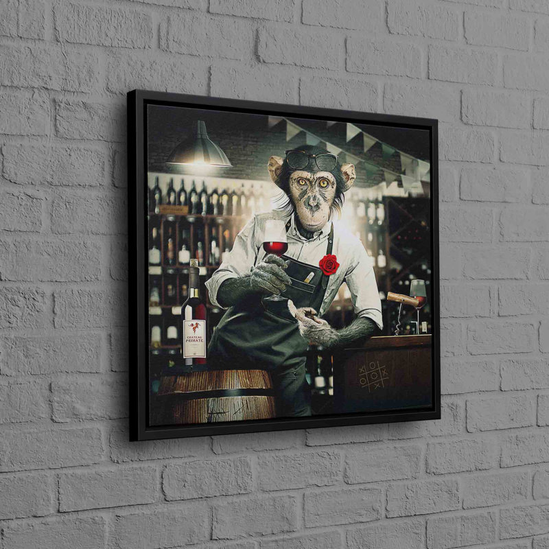 Print on Canvas, 60 cm H x 60 cm W, Framed Print without Mat, Black