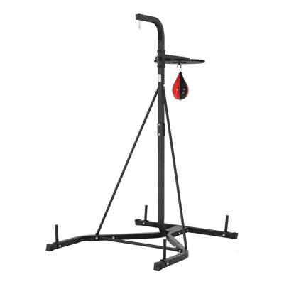 Support de boxe autoportant 2 en 1 pour sacs de frappe et sacs de vitesse, structure robuste en acier à hauteur réglable, équipement de conditionnement physique pour salle de sport à domicile (sacs non inclus)