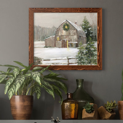 Winter Barn - cadre photo, reproduction d'art sur toile