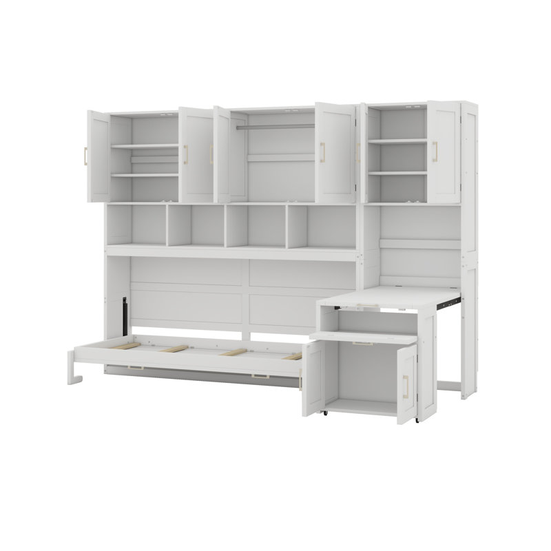 Lit escamotable avec placard Murphy, Blanc