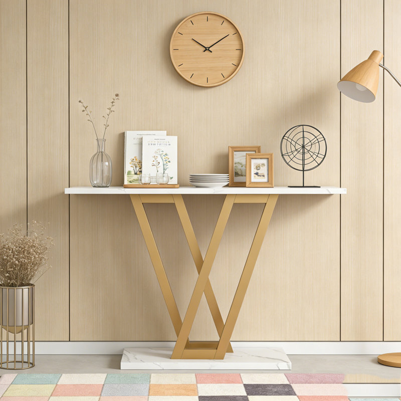 Console industrielle pour hall d'entrée, Marble White