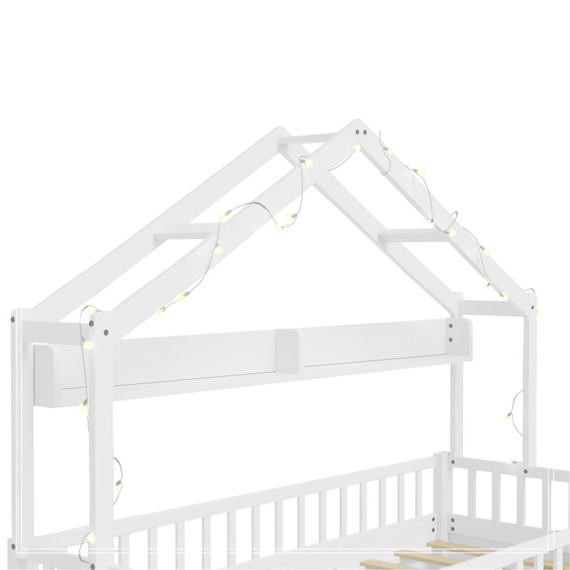 Cadre simple Giunta avec toit, lumière DEL, barrières de sécurité, tiroirs de rangement et casier, White